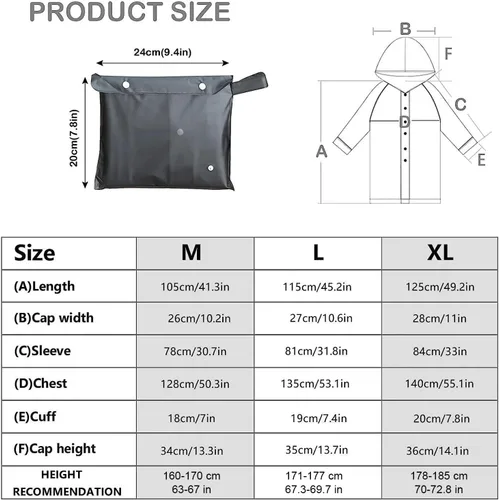 Vista 6 de UNIQUEBELLA EVA Raincoat Waterproof Rain Poncho Reusable Unisex for Women Long Rain Cape