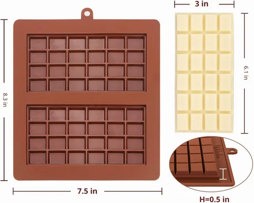 Vista 3 de Webake Molde de barra de chocolate de silicona, moldes de barra de caramelo de 4 onzas, paquete de 2 unidades para barras energéticas de proteínas