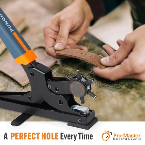 Vista 7 de Herramienta perforadora de cuero para cinturón de escritorio, diseño de mesa más fácil de usar para correa de reloj, correa de bolso. Acero al