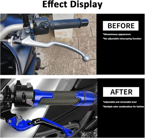 Vista 7 de Para Yamaha FZ6R 2009-2012 2013 2014 2015 2016 2017 motocicleta ajustable extensible freno embrague palancas manillar puños (color : G)