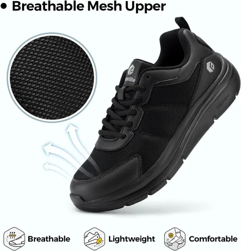 Vista 3 de FitVille Zapatos de caminar para hombre, de ancho ancho, con amortiguación máxima, ligeros, zapatos casuales para alivio de la fascitis plantar