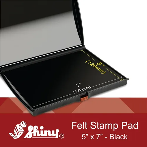 Vista 2 de Shiny AS-SHI0940188 Almohadilla grande para sellos de fieltro, cubierta plástica, S4, 5" x 7", negra
