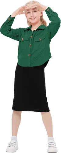Vista 4 de GERU Vestido ajustado de 2 piezas para niñas pequeñas, sin mangas, con tirantes delgados, con chaqueta cálida para exteriores, 3 a 12 años