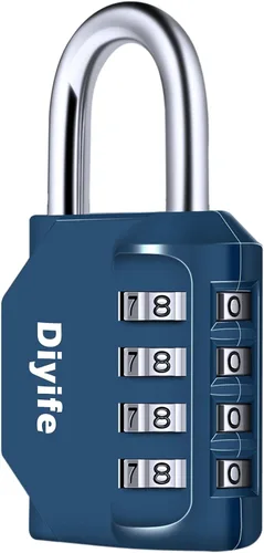 Vista 8 de Candado de combinación con cuatro dígitos, Diyife, candado para casillero resistente a la intemperie, candado de combinación para exterior