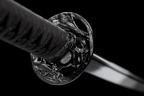 Vista 9 de Espada japonesa samurái negra Katana espadas forjadas a mano