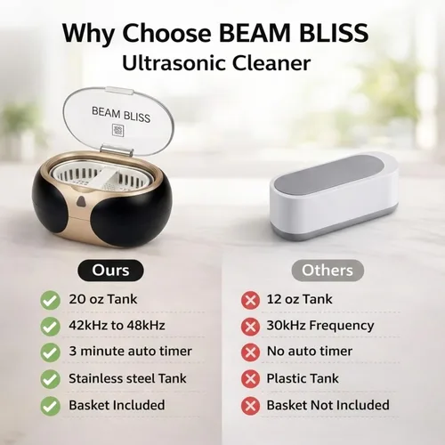 Vista 6 de Limpiador ultrasónico profesional de joyas de 40 W con temporizador automático de 3 minutos, limpiador de joyas de oro de 42 kHz a 48 kHz, limpiador