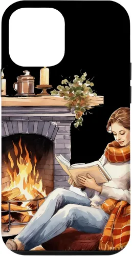 Vista 16 de iPhone 16 Book Reading In Fireplace Reader Bookworm Girls Women Case