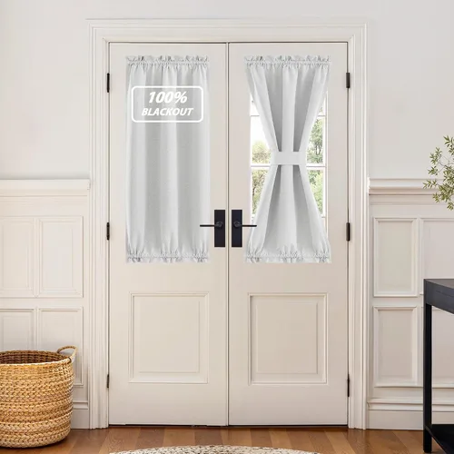 Vista 93 de NICETOWN Cortinas de Lino para Puerta Lateral - Cortinas Opacas con Aislamiento Térmico para Puerta Delantera Francesa para Sombra Pequeña