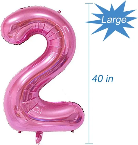 Vista 2 de Globo rosa del número 2, 40 pulgadas Globo número 2