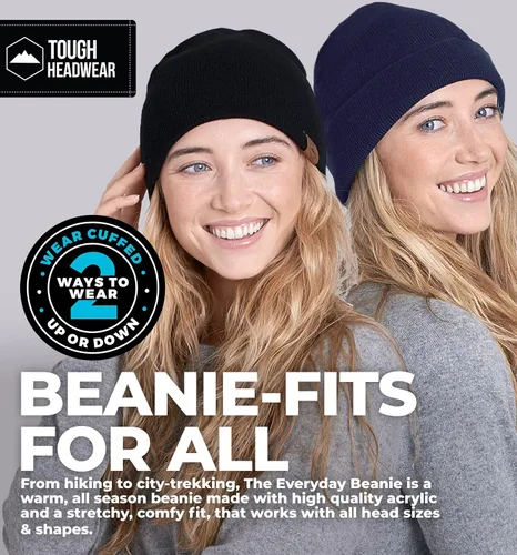 Vista 34 de Tough Headwear Daily Knit Beanie – Gorros para hombre – Sombreros de invierno para hombres y mujeres – Sombreros de punto cálidos para clima frío