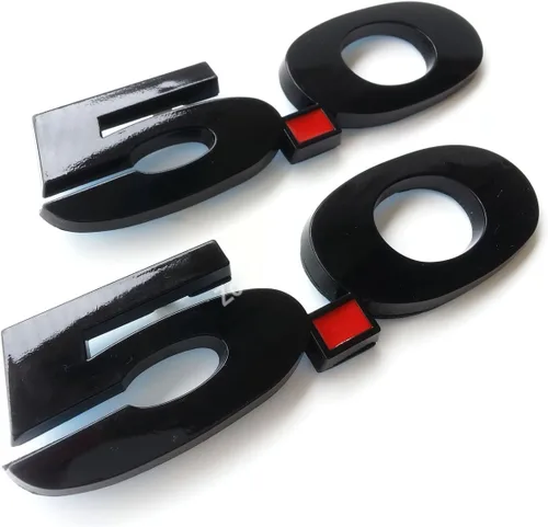 Vista 7 de 2 unidades (par) de placa de emblema para salpicadero lateral de puerta de 5.0 litros para Ford Mustang F150 GT - Negro completo (sin punto rojo)