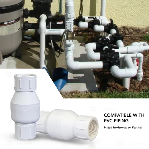 Vista 6 de Midline Valve Válvula de retención en línea del PVC 4I2U100 para la prevención del reflujo; 1" FIP; Plástico blanco