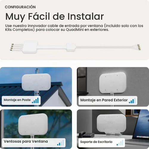 Vista 4 de Waveform QuadMini: Kit de antena de perfil bajo MIMO 4x4 Antena externa para enrutadores y gateways 4G/5G para Internet residencial T-Mobile