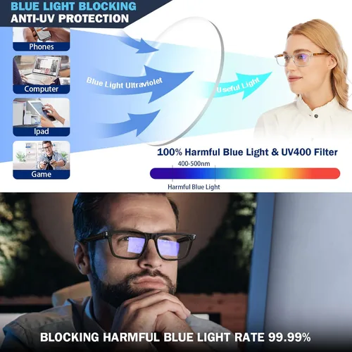 Vista 4 de AQWANO 4 Pack Computer Reading Glasses Blue Light Filter Clear Frames Readers Glasses for Men Women