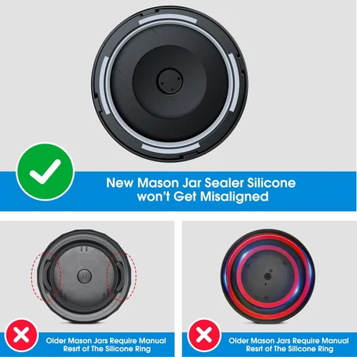 Vista 2 de Kit de sellado al vacío mejorado con parada automática para tarros Mason, incluye tapas, para tarros de boca ancha y regular, pantalla grande