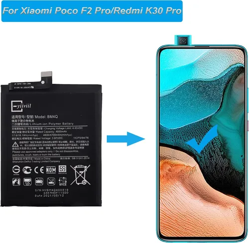 Vista 5 de Batería de repuesto BM4Q compatible con Xiaomi Poco F2 Pro con kit de herramientas de reparación