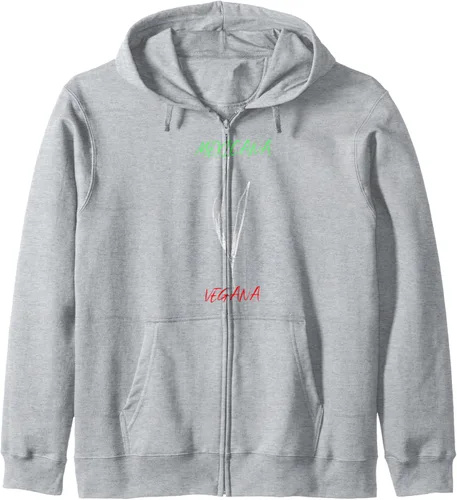Vista 3 de Mexicana Vegana Sudadera con capucha vegana mexicana con cremallera, Negro