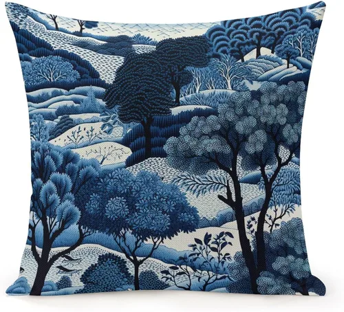 Vista 13 de Fundas de almohada chinoiserie verde turquesa floral y pájaro con cremallera de 16 x 16 pulgadas, fundas de almohada de lino para sofá, dormitorio
