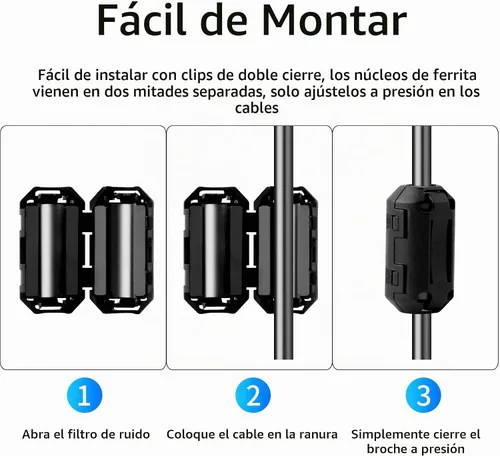 Vista 3 de Núcleo de anillo de ferrita negro RFI EMI cable supresor de ruido Clip-20Pcs