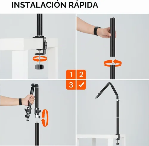Vista 7 de TARION Overhead Camera Desk Mount Articulated with Gear Joints TKA01-L