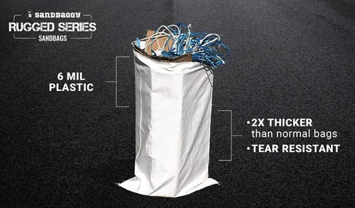 Vista 3 de Sandbaggy Sacos de arena grandes - Tamaño: 25 "x 40" - Bolsas gruesas para contratistas resistentes, bolsas de basura resistentes, bolsa de basura