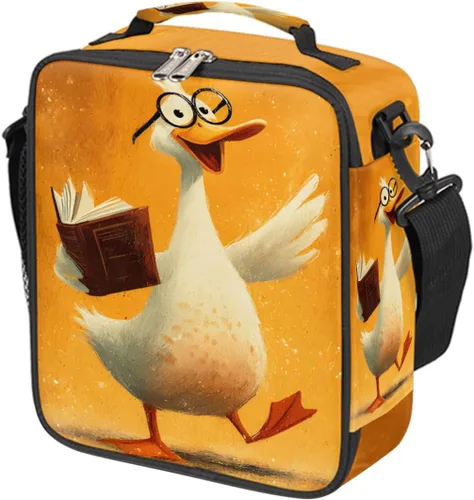 Vista 30 de Pardick Divertida bolsa de almuerzo aislada con calavera de fuego para adolescentes y niños, lonchera portátil reutilizable con correa