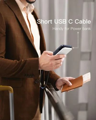Vista 5 de CONMDEX - Cable USB C de 30 cm, [2 unidades], USB 3.1 Gen 2, transferencia de datos de 10 Gbps, cable trenzado tipo C, carga rápida USB a USB C