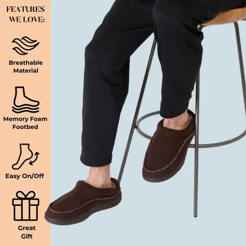 Vista 5 de Dearfoams Pantuflas Thompson de espuma viscoelástica para hombre Negro