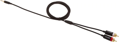 Vista 4 de Amazon Basics Adaptador de cable de audio estéreo auxiliar a 2 RCA de 0.138 in para sonido, amplificadores de conexión, altavoces, teléfono