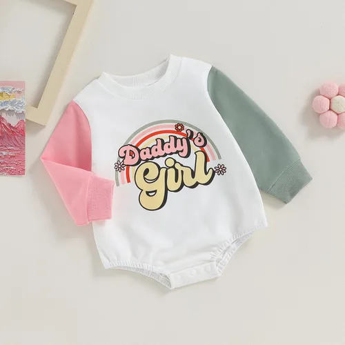 Vista 4 de DuAnyozu Ropa de otoño para bebé niña, sudadera de gran tamaño, con bloques de color, cuello redondo, lindo atuendo