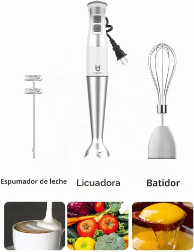 Vista 3 de Batidora de mano de inmersión UTALENT, 3 en 1, 8 velocidades, batidora de brazo con espumador de leche, batidor de huevos para batidos, espuma