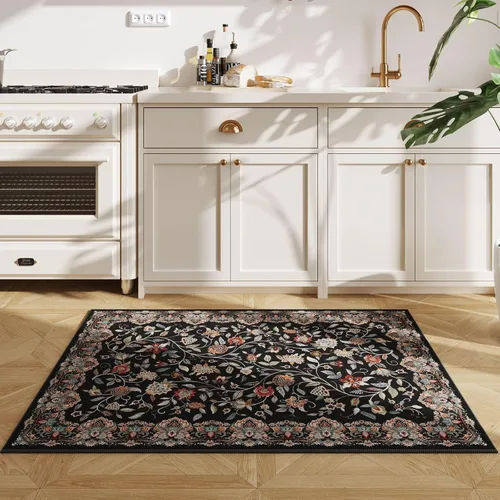 Vista 2 de Rugcomf Alfombra de Entrada de 2'x3' - Patrón Paisley, Tapete para Puerta de Entrada Interior, Floral Vintage, Lavable a Máquina, Alfombra