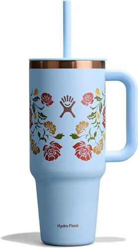 Vista 56 de Hydro Flask Vaso de Viaje con Asa, Tapa y Pajita - Acero Inoxidable Aislado en 24 Oz Aloe