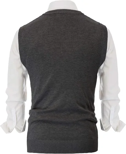 Vista 4 de PJ PAUL JONES Chaleco de punto trenzado con cuello en V para hombre