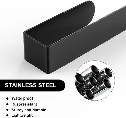 Vista 6 de HUFEEOH Soporte adhesivo para toallas de mano, toallero de 8 pulgadas adhesivo y toallero de barra de 14 pulgadas montado en la pared, soporte
