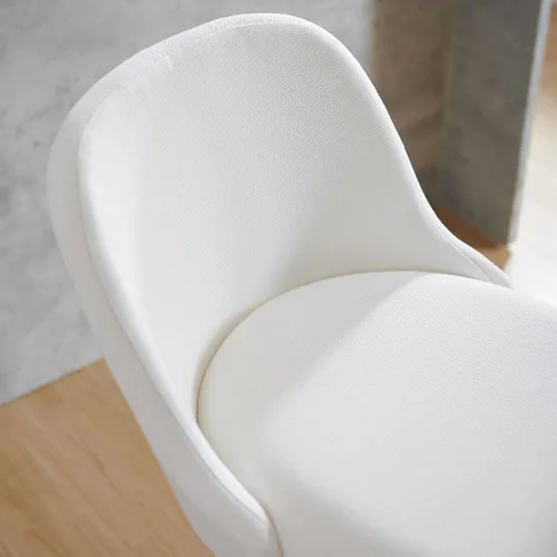 Vista 125 de Leick Home 214536 Barrelback Silla de comedor con base de metal, juego de 2, para comedor, asiento moderno de lino negro y base de metal dorado