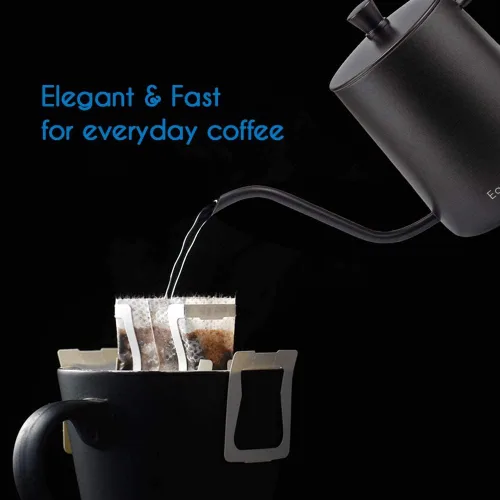 Vista 4 de Easyworkz Calibre cuello de cisne verter sobre la tetera de café de acero inoxidable de 12 onzas con boquilla larga y estrecha