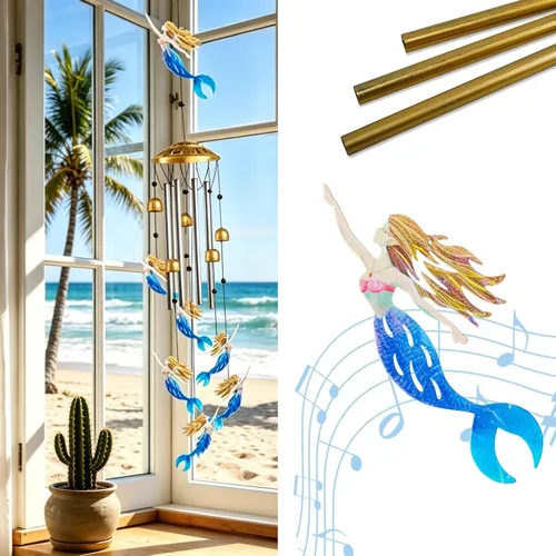 Vista 7 de Campanillas de viento únicas para exteriores – Campanillas de viento grandes de hadas para decoración al aire libre, hogar, césped, porche, patio