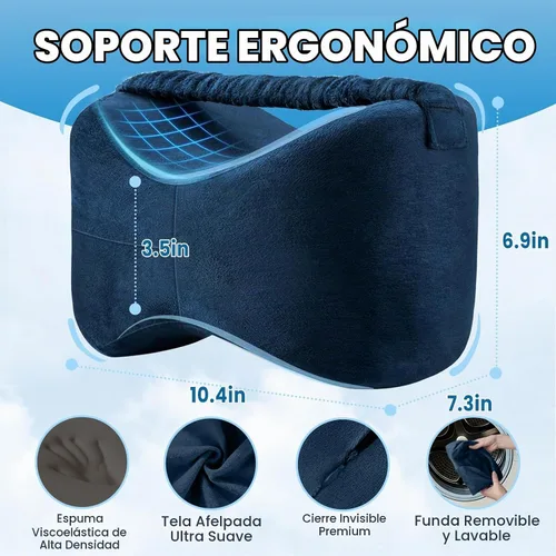 Vista 2 de Almohada de rodilla para personas que duermen de lado con correa, almohada de espuma viscoelástica de apoyo para las piernas para dormir de lado