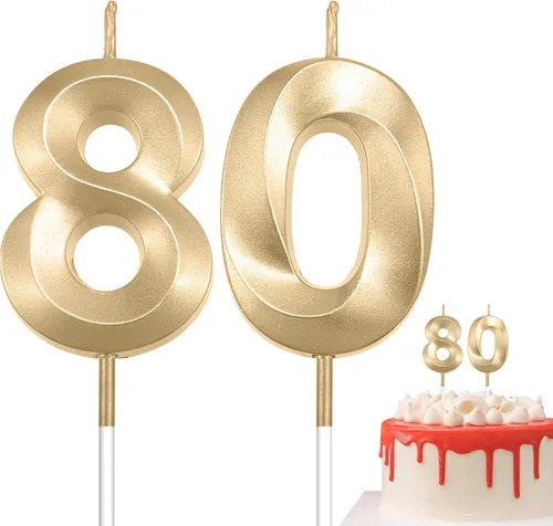 Vista 31 de Velas de 10º cumpleaños de oro champán - Velas de 10 números para decoración de pasteles