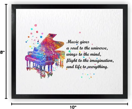 Vista 9 de Dignovel Studios Música de piano sin marco de 8 x 10 pulgadas da un alma al universo músico citas inspiradoras diciendo sabiduría acuarela impresión