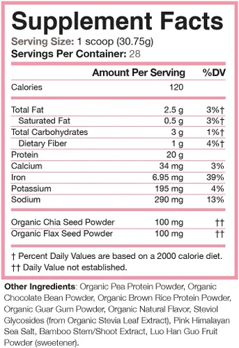 Vista 2 de Love Sweat Fitness Proteína en polvo orgánica a base de plantas, chocolate, 28 porciones, 0.71 onzas de proteína, vegano, sin gluten, sin OMG
