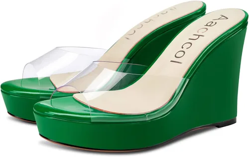 Vista 4 de Aachcol Sandalias de plataforma transparentes para mujer, puntera abierta, sin cordones, tacón alto, zapatos de vestir, oficina, fiesta, boda