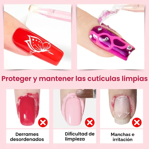 Vista 2 de Beetles - Látex líquido para uñas, 0.5 onzas líquidas, protector de cutículas con barra de plástico para cuidado de uñas, diseño de uñas
