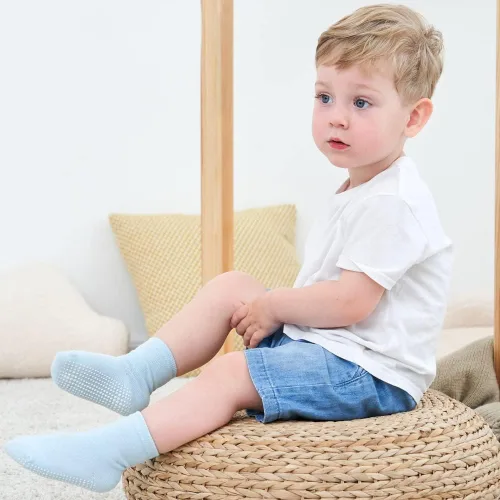 Vista 7 de 6 pares de calcetines antideslizantes y cálidos con puños para bebés, niños y niñas