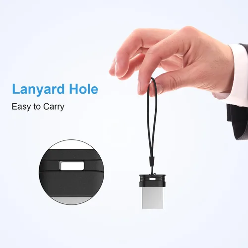 Vista 7 de RAOYI Unidad flash USB de 16 GB, USB 2.0 Mini Fit Memory Stick Ultra Slim Thumb Drive Jump Drive Zip Drive Pen Drive con cordón, color negro