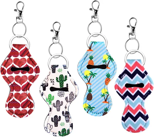 Vista 4 de Duufin 24 Pieces Chapstick Holder Keychains Lipstick Holder Keychains