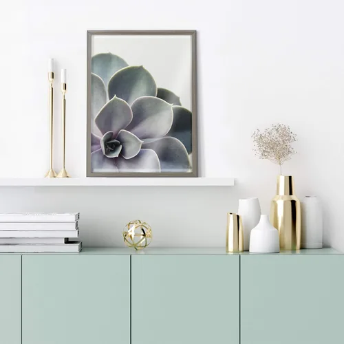 Vista 3 de Kate and Laurel Blake Succulent - Arte de pared de vidrio impreso con 5 marcos por Emiko y Mark Franzen de F2Images, 18 x 24 pulgadas, color gris