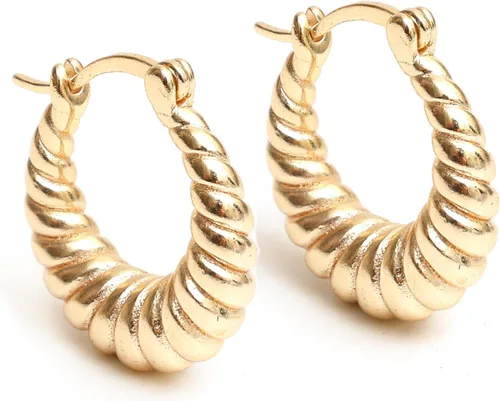 Vista 20 de Gempires - Aretes ligeros y gruesos, delicados y minimalistas, hipoalergénicos, chapados en oro, sin deslustre, diseño clásico, para uso diario