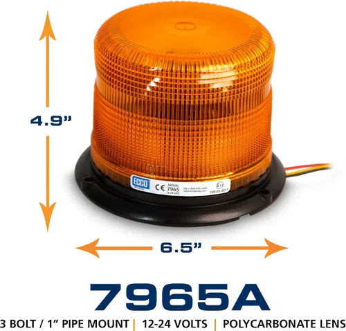 Vista 3 de ECCO 7965A Faro de luz LED: Pulse II, perfil bajo, 12-24V CC, 11 patrones de destellos, ámbar
